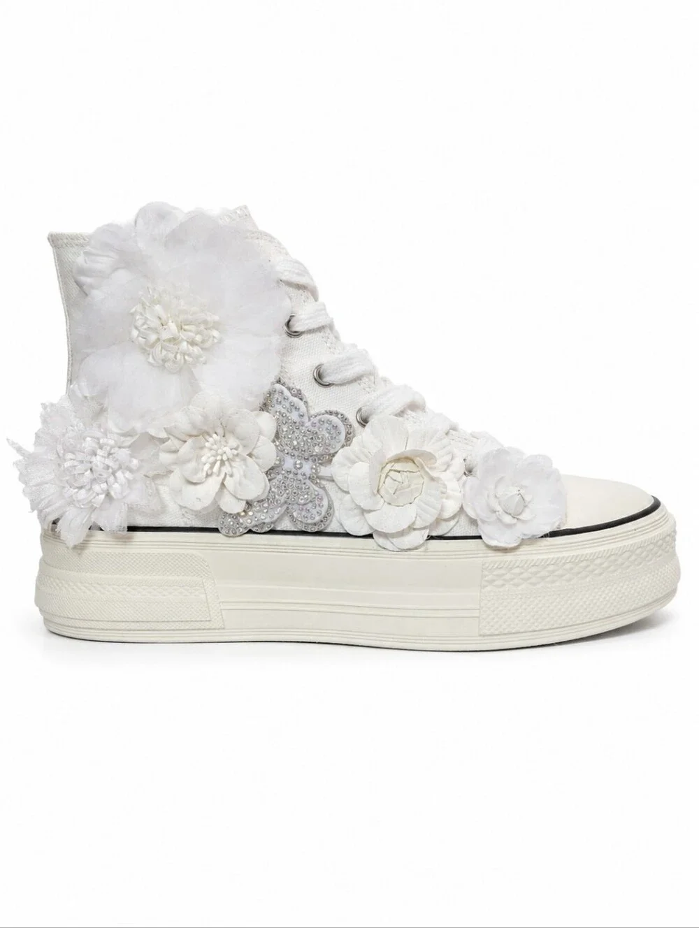 AZALEA WANG PENNY LANE HIGHTOP FLOWER EMBELLISHED SNEAKERS Women's Size 11 NEW